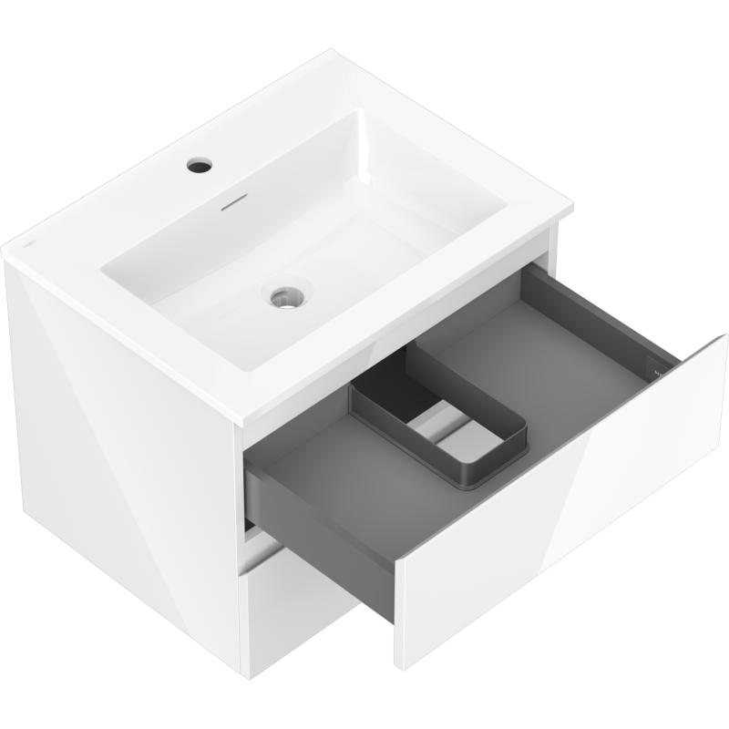 Mexen Orio armário de casa de banho de 60 cm com lavatório Otis, 2 gavetas, branco brilhante - 91A10-06047-2-BFF00-W18M00