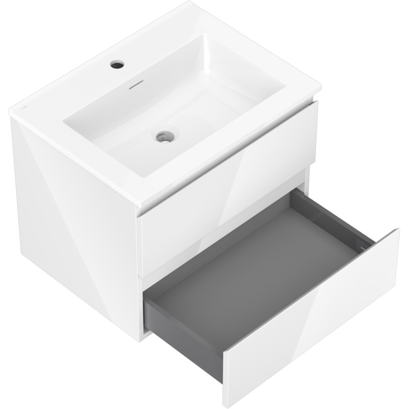 Mexen Orio vannitoakapp 60 cm valamu Otisega, 2 sahtlit, valge läige - 91A10-06047-2-BFF00-W18M00