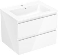 Mexen Orio Badezimmerschrank 60 cm mit Waschbecken Otis, 2 Schubladen, Weiß Hochglanz - 91A10-06047-2-BFF00-W18M00