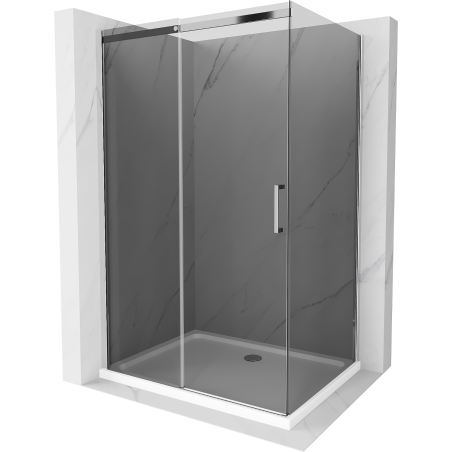 Mexen Omega cabina de ducha corredera 120 x 70 cm, grafito, cromo + plato de ducha Flat, blanco - 825-120-070-01-40-4010