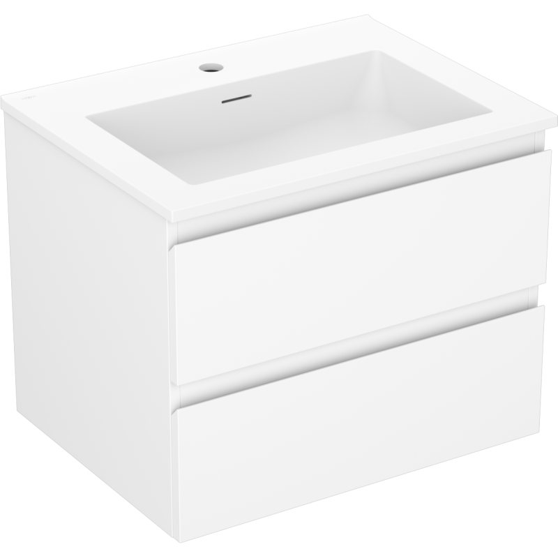 Mexen Orio Badezimmerschrank 60 cm mit Waschbecken Otis, 2 Schubladen, weiß matt - 91A10-06047-2-BFF01-W18M01