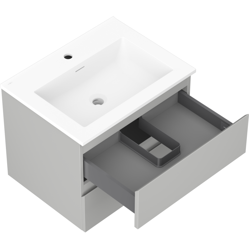 Mexen Orio armário de casa de banho 60 cm com lavatório Otis, 2 gavetas, cinza mate/branco mate - 91A10-06047-2-BFF62-W18M01