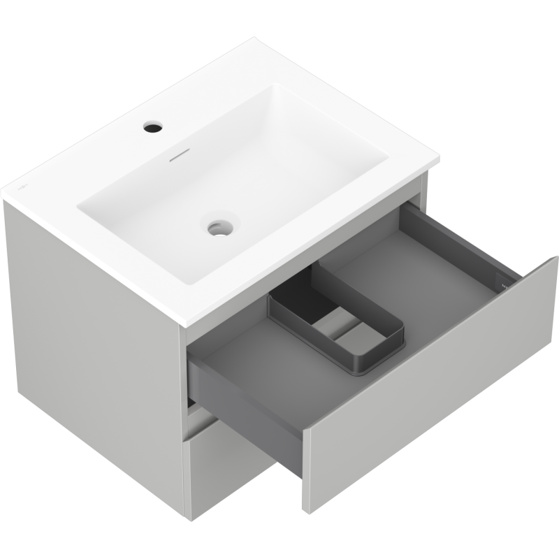 Mexen Orio gabinete de baño 60 cm con lavabo Otis, 2 cajones, gris mate/blanco mate - 91A10-06047-2-BFF62-W18M01