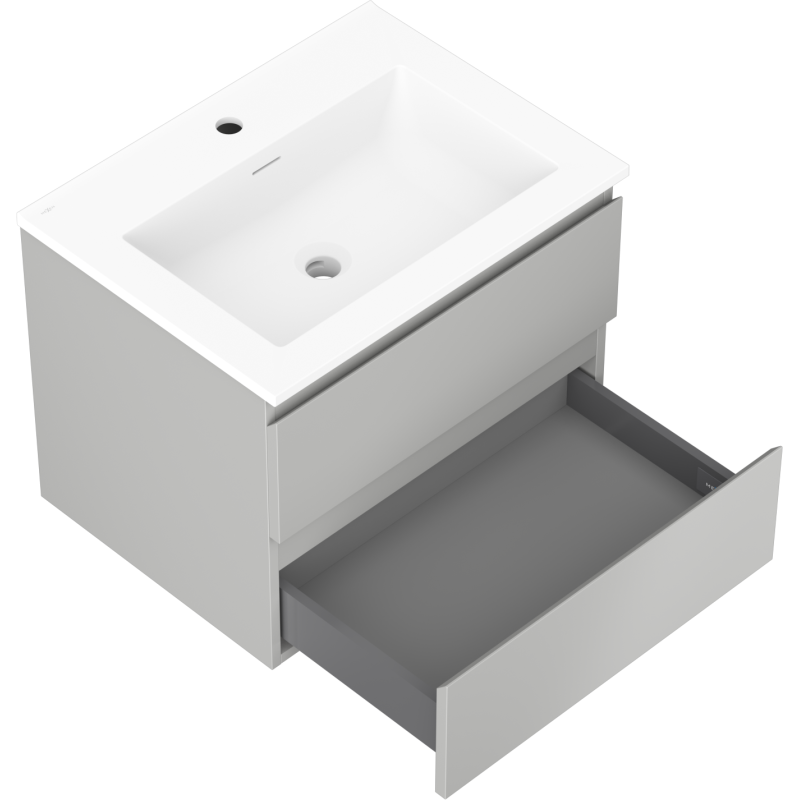 Mexen Orio gabinete de baño 60 cm con lavabo Otis, 2 cajones, gris mate/blanco mate - 91A10-06047-2-BFF62-W18M01