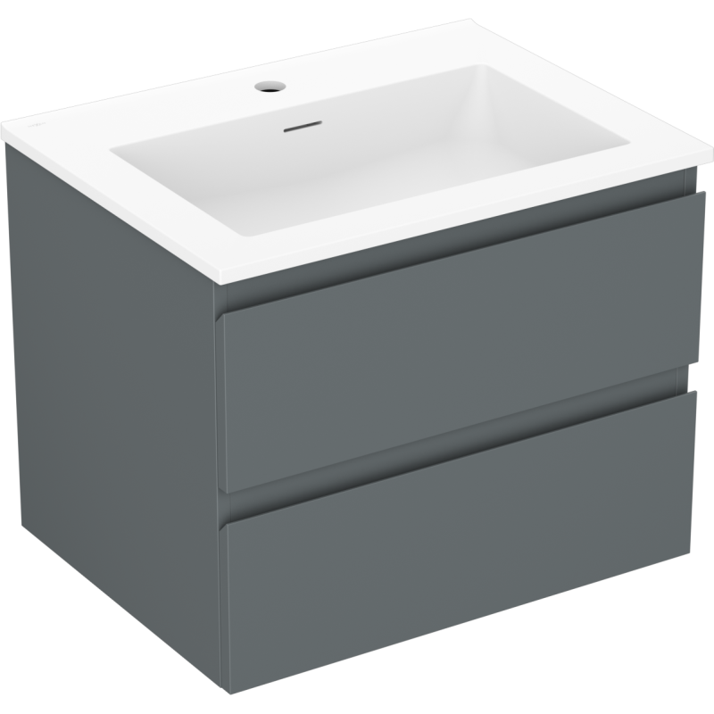 Mexen Orio Badezimmerschrank 60 cm mit Waschbecken Otis, 2 Schubladen, Grafit matt/weiß matt - 91A10-06047-2-BFF66-W18M01