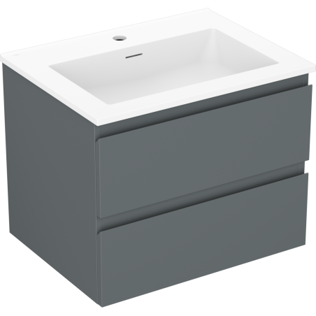 Mexen Orio Badezimmerschrank 60 cm mit Waschbecken Otis, 2 Schubladen, Grafit matt/weiß matt - 91A10-06047-2-BFF66-W18M01