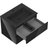 Mexen Orio Badezimmerschrank 60 cm mit Waschbecken Otis, 2 Schubladen, Schwarz Glanz/Schwarz Matt - 91A10-06047-2-BFF70-W18M71
