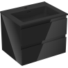 Mexen Orio bathroom cabinet 60 cm with Otis sink, 2 drawers, black gloss/black matte - 91A10-06047-2-BFF70-W18M71