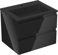 Mexen Orio armoire de salle de bain 60 cm avec lavabo Otis, 2 tiroirs, noir brillant/noir mat - 91A10-06047-2-BFF70-W18M71