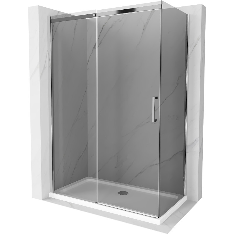Mexen Omega libistatav dušikabiin 130 x 70 cm, grafiit, kroom + Flat alus, valge - 825-130-070-01-40-4010