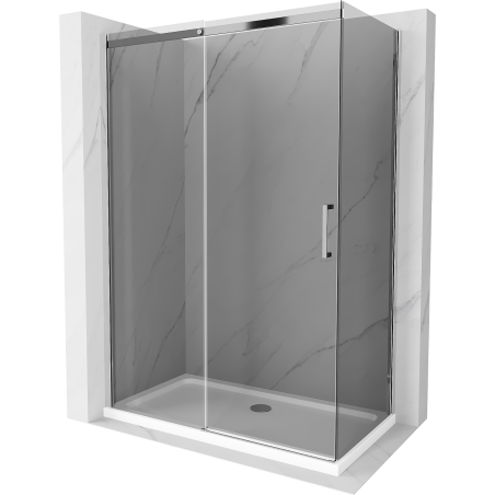 Mexen Omega schuifbare douchecabine 130 x 70 cm, grafiet, chroom + Flat douchebak, wit - 825-130-070-01-40-4010