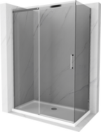 Mexen Omega klizna tuš kabina klizna 130 x 70 cm, grafit, krom + kadica Flat, bijela - 825-130-070-01-40-4010