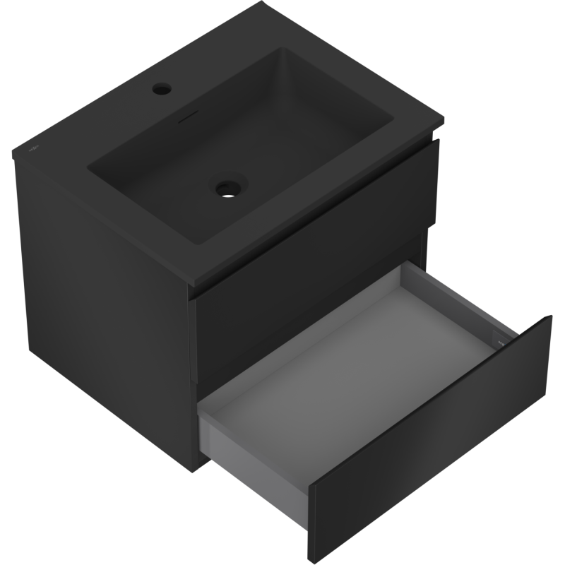 Mexen Orio armario de baño 60 cm con lavabo Otis, 2 cajones, negro mate - 91A10-06047-2-BFF71-W18M71