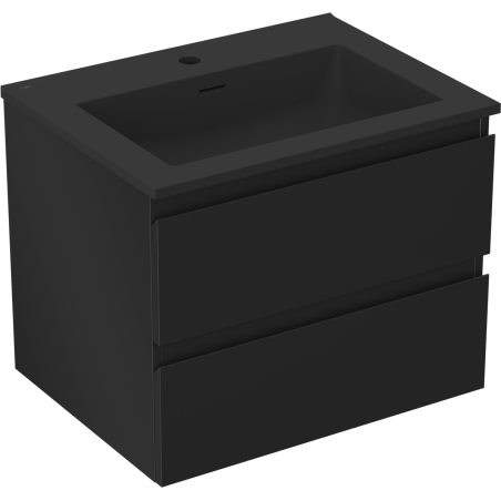 Mexen Orio Badezimmerschrank 60 cm mit Waschbecken Otis, 2 Schubladen, schwarz matt - 91A10-06047-2-BFF71-W18M71