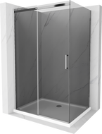 Mexen Omega kabina prysznicowa rozsuwana 130 x 90 cm, grafit, chrom + brodzik Flat, bialy - 825-130-090-01-40-4010
