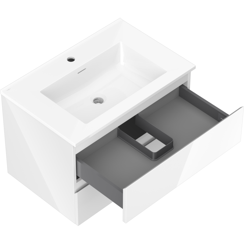 Mexen Orio armario de baño 70 cm con lavabo Otis, 2 cajones, blanco brillante - 91A10-07047-2-BFF00-W18M00