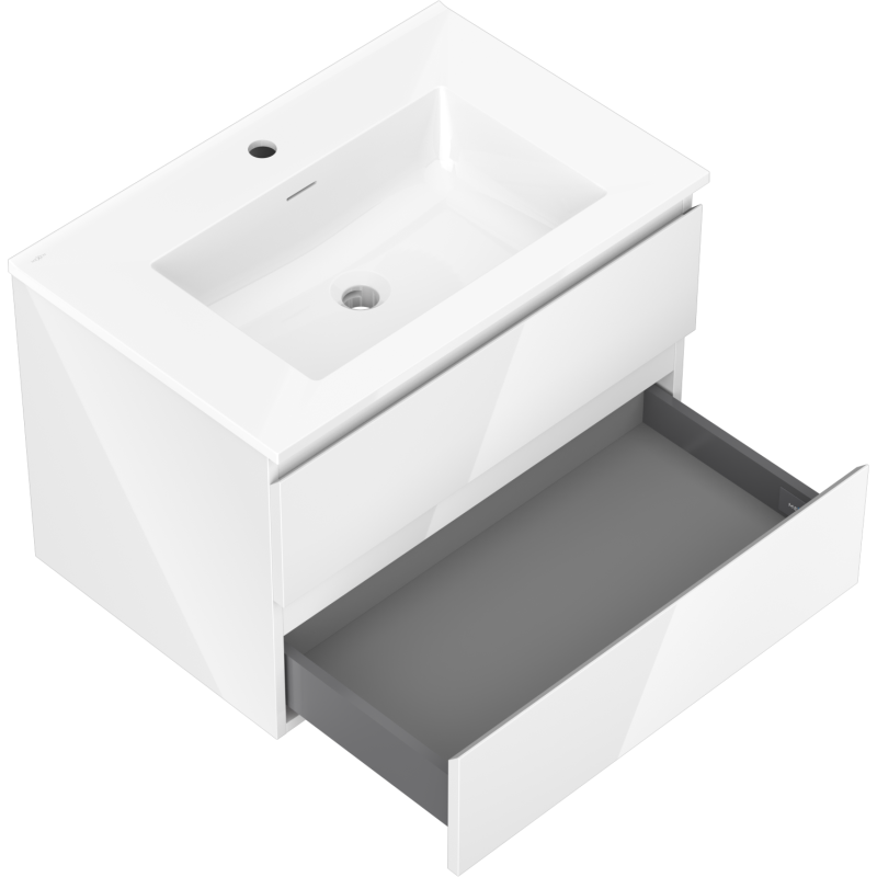 Mexen Orio armario de baño 70 cm con lavabo Otis, 2 cajones, blanco brillante - 91A10-07047-2-BFF00-W18M00