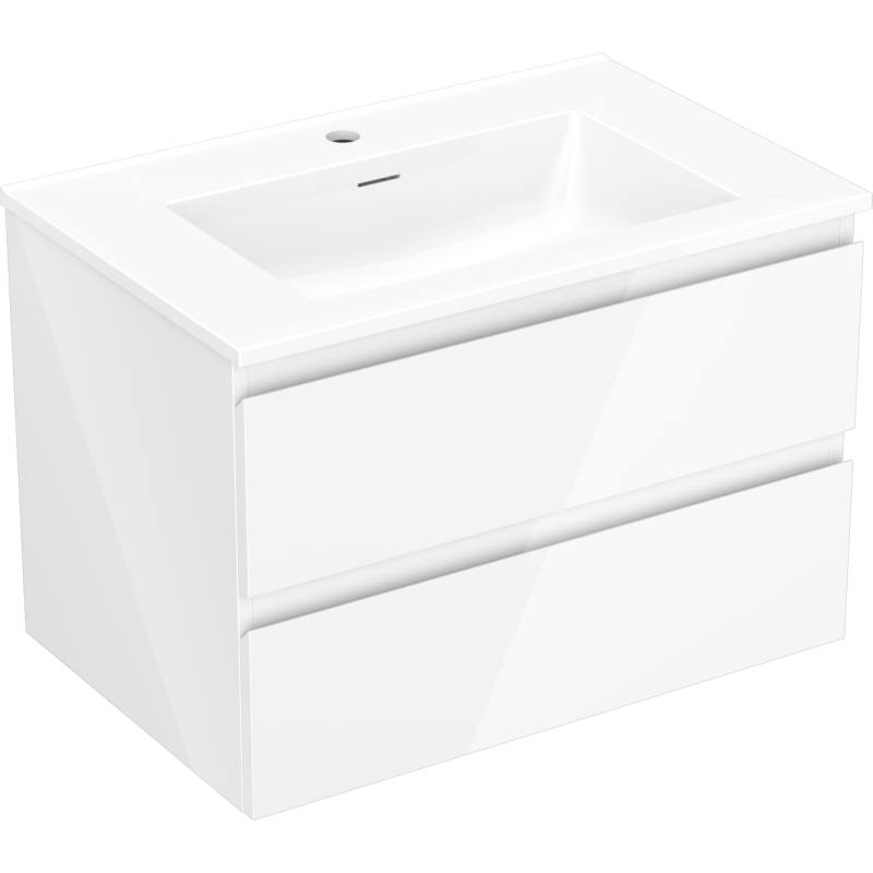 Mexen Orio mobiletto da bagno 70 cm con lavabo Otis, 2 cassetti, bianco lucido - 91A10-07047-2-BFF00-W18M00