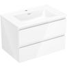 Mexen Orio Badezimmerschrank 70 cm mit Waschbecken Otis, 2 Schubladen, weiß glänzend - 91A10-07047-2-BFF00-W18M00
