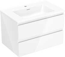 Mexen Orio Badezimmerschrank 70 cm mit Waschbecken Otis, 2 Schubladen, weiß glänzend - 91A10-07047-2-BFF00-W18M00