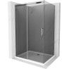 Mexen Omega Schiebetür-Duschkabine 130 x 100 cm, grafit, chrom + Flat-Duschwanne, weiß - 825-130-100-01-40-4010