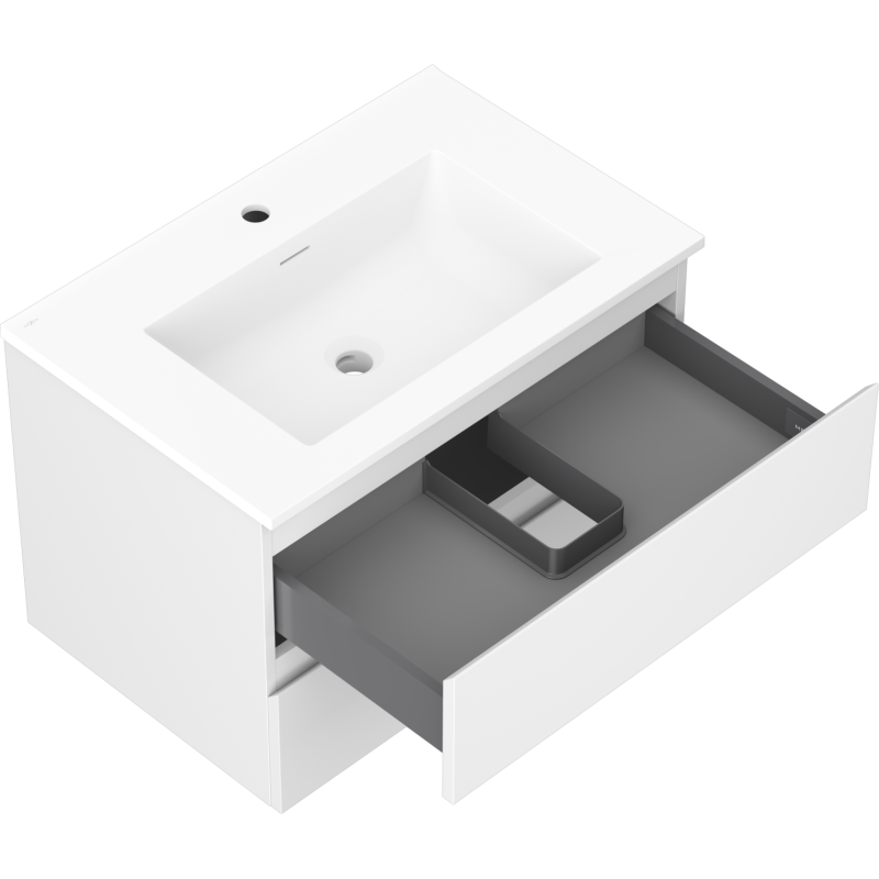 Mexen Orio Badezimmerschrank 70 cm mit Waschbecken Otis, 2 Schubladen, weiß matt - 91A10-07047-2-BFF01-W18M01