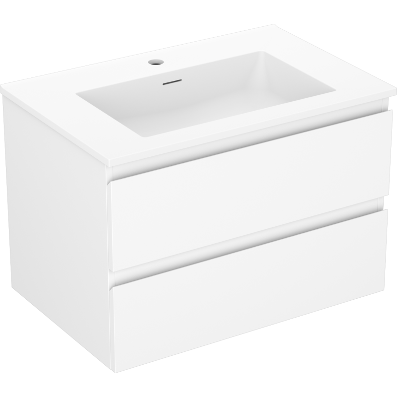 Mexen Orio Badezimmerschrank 70 cm mit Waschbecken Otis, 2 Schubladen, weiß matt - 91A10-07047-2-BFF01-W18M01