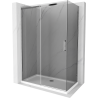Mexen Omega kabina prysznicowa rozsuwana 140 x 80 cm, grafit, chrom + brodzik Flat, bialy - 825-140-080-01-40-4010
