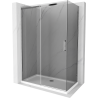 Mexen Omega Schiebedusche 140 x 80 cm, Graphit, Chrom + Duschwanne Flat, Weiß - 825-140-080-01-40-4010