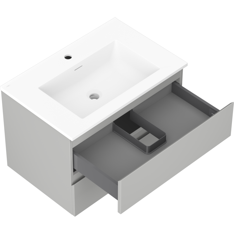 Mexen Orio armario de baño de 70 cm con lavabo Otis, 2 cajones, gris mate/blanco mate - 91A10-07047-2-BFF62-W18M01