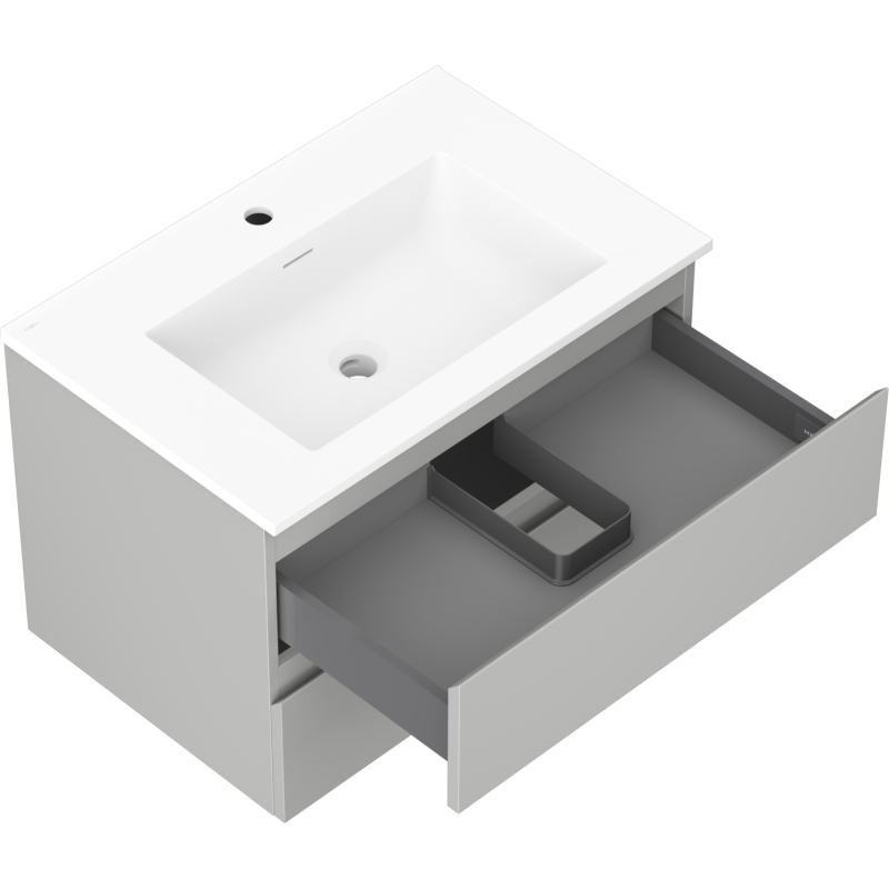 Mexen Orio Badezimmermöbel 70 cm mit Waschbecken Otis, 2 Schubladen, grau matt/weiß matt - 91A10-07047-2-BFF62-W18M01