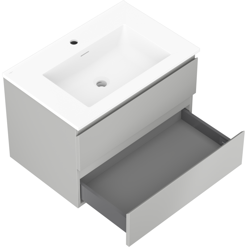 Mexen Orio armario de baño de 70 cm con lavabo Otis, 2 cajones, gris mate/blanco mate - 91A10-07047-2-BFF62-W18M01