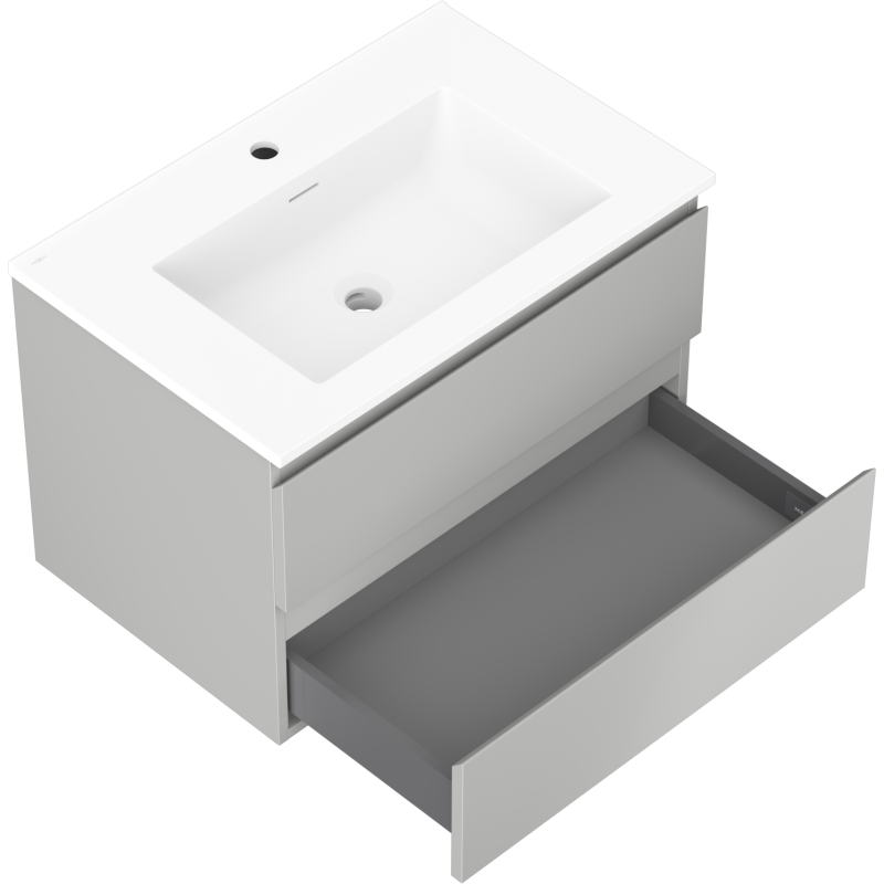 Mexen Orio armoire de salle de bain 70 cm avec lavabo Otis, 2 tiroirs, gris mat/blanc mat - 91A10-07047-2-BFF62-W18M01