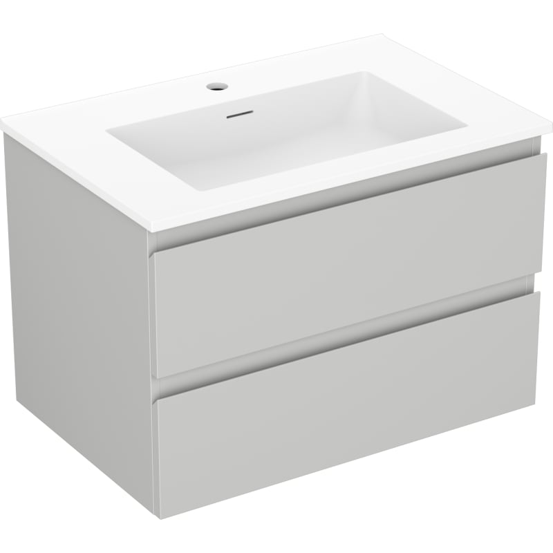 Mexen Orio bathroom cabinet 70 cm with Otis sink, 2 drawers, grey matte/white matte - 91A10-07047-2-BFF62-W18M01