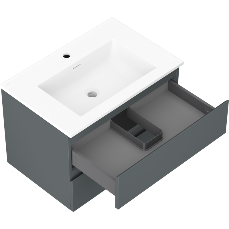 Mexen Orio mobile da bagno 70 cm con lavabo Otis, 2 cassetti, grafite opaco/bianco opaco - 91A10-07047-2-BFF66-W18M01