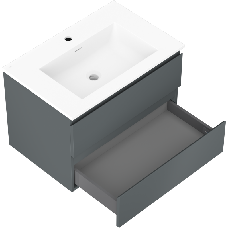 Mexen Orio armario de baño de 70 cm con lavabo Otis, 2 cajones, grafito mate/blanco mate - 91A10-07047-2-BFF66-W18M01