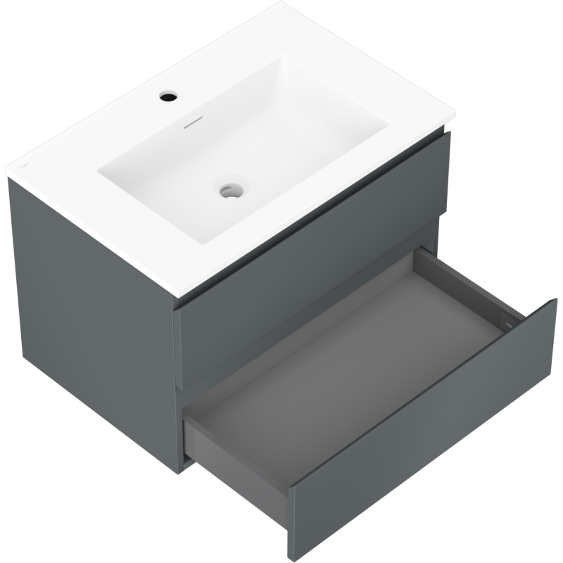 Mexen Orio bathroom cabinet 70 cm with Otis sink, 2 drawers, matt graphite/matt white - 91A10-07047-2-BFF66-W18M01