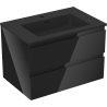 Mexen Orio armoire salle de bain 70 cm avec lavabo Otis, 2 tiroirs, noir brillant/noir mat - 91A10-07047-2-BFF70-W18M71