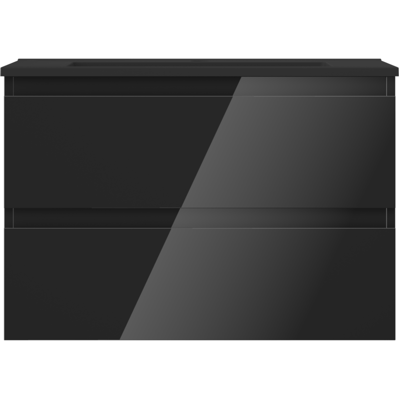 Mexen Orio bathroom cabinet 70 cm with Otis sink, 2 drawers, black gloss/black matt - 91A10-07047-2-BFF70-W18M71