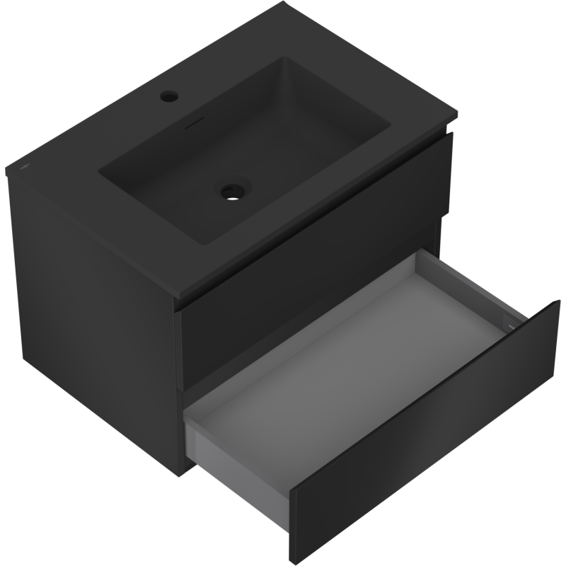 Mexen Orio armoire de salle de bain 70 cm avec lavabo Otis, 2 tiroirs, noir mat - 91A10-07047-2-BFF71-W18M71