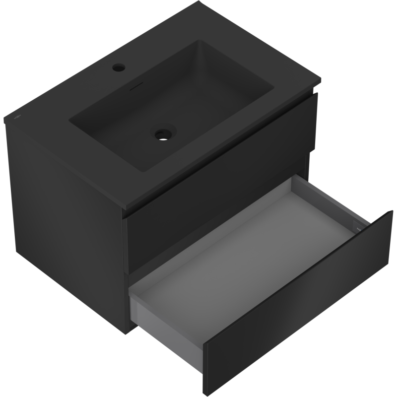 Mexen Orio mueble de baño de 70 cm con lavabo Otis, 2 cajones, negro mate - 91A10-07047-2-BFF71-W18M71