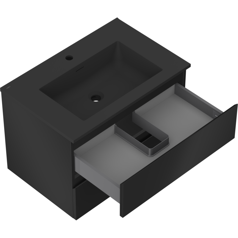 Mexen Orio armoire de salle de bain 70 cm avec lavabo Otis, 2 tiroirs, noir mat - 91A10-07047-2-BFF71-W18M71