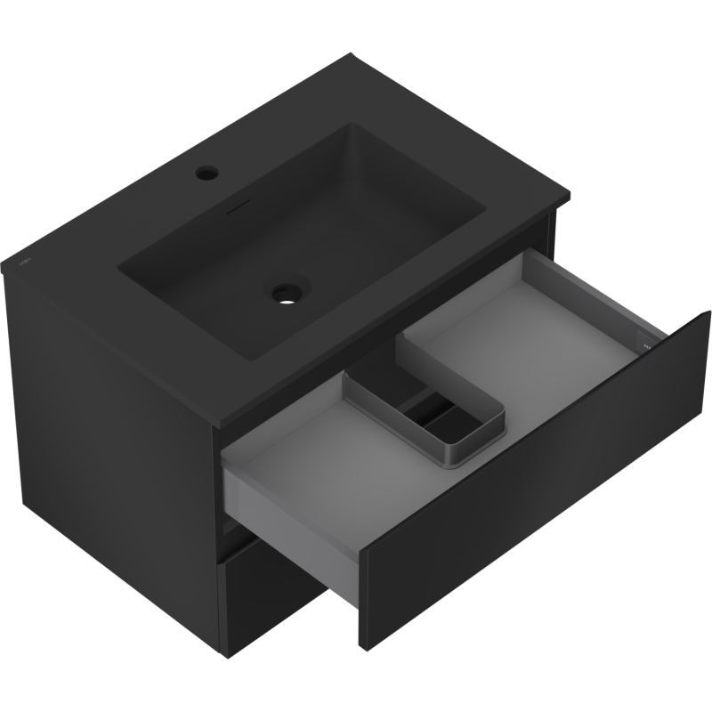 Mexen Orio mobile bagno 70 cm con lavabo Otis, 2 cassetti, nero opaco - 91A10-07047-2-BFF71-W18M71