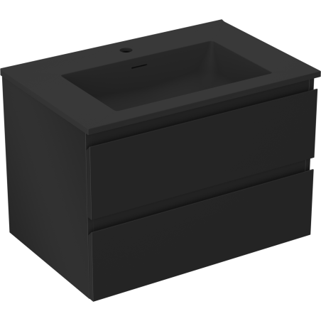 Mexen Orio Badezimmerschrank 70 cm mit Waschbecken Otis, 2 Schubladen, schwarz matt - 91A10-07047-2-BFF71-W18M71
