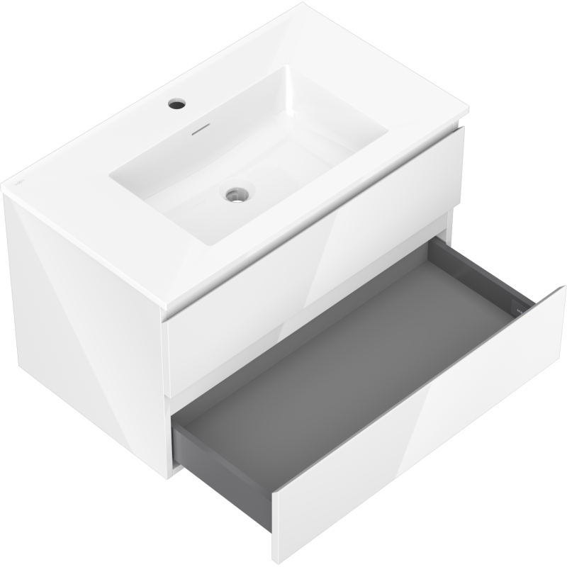 Mexen Orio armoire de salle de bains 80 cm avec lavabo Otis, 2 tiroirs, blanc brillant - 91A10-08047-2-BFF00-W18M00