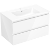 Mexen Orio Badezimmerschrank 80 cm mit Waschbecken Otis, 2 Schubladen, weiß glänzend - 91A10-08047-2-BFF00-W18M00