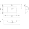 Mexen Orio badkamerkast 80 cm met wastafel Otis, 2 lades, wit glans - 91A10-08047-2-BFF00-W18M00