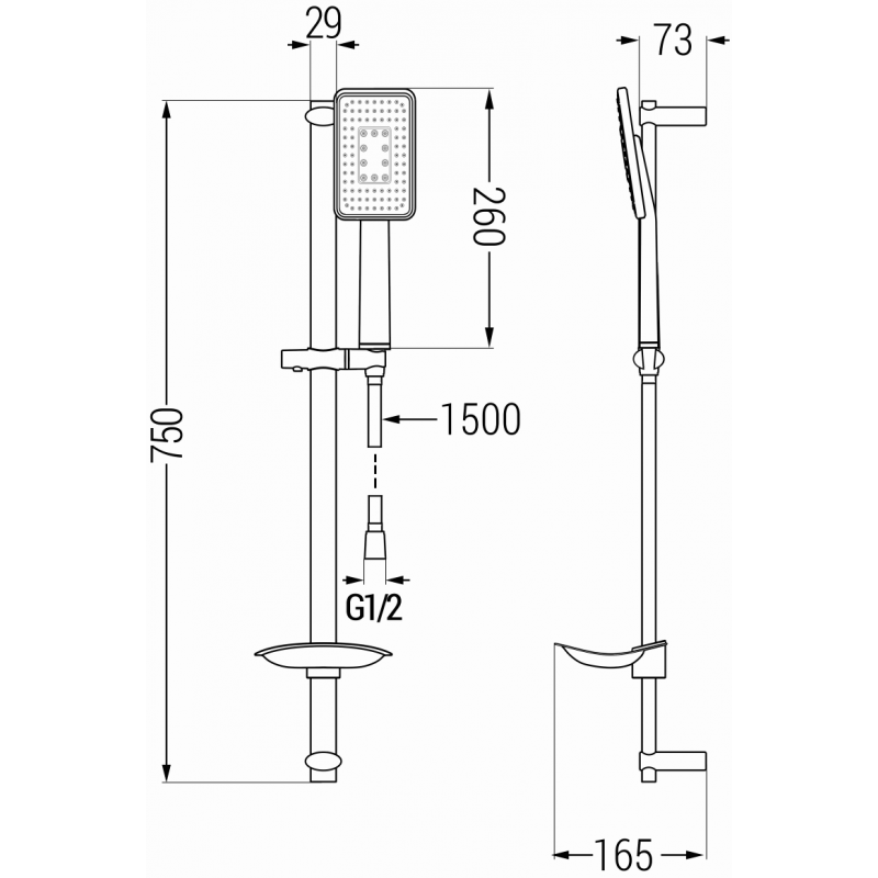 Mexen DB54 zwart douchestangset, zwart/chroom - 785544584-17