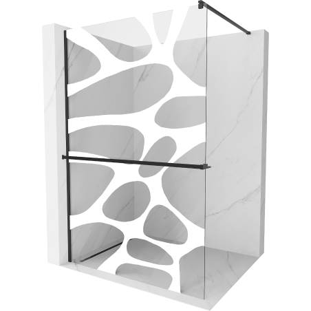 Mexen Kioto+ panel de ducha con estante Walk-in 100 x 200 cm, onda blanca, negro - 800-100-121-70-97