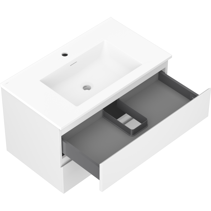 Mexen Orio mueble de baño de 80 cm con lavabo Otis, 2 cajones, blanco mate - 91A10-08047-2-BFF01-W18M01